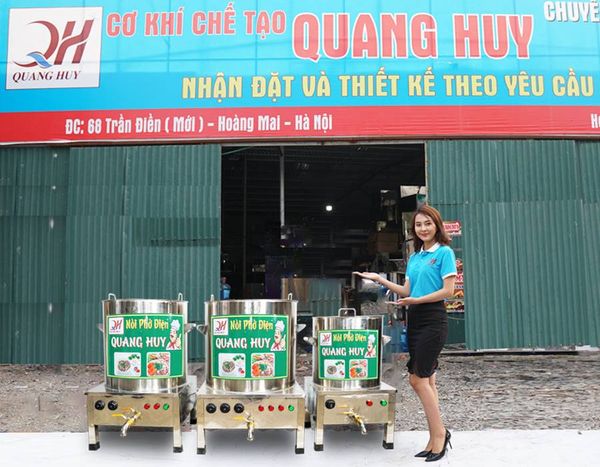 Ngoài các sản phẩm nồi phở điện, bộ nồi nấu phở có sẵn thì Quang Huy nhận thiết kế nồi nấu phở theo yêu cầu giá rẻ