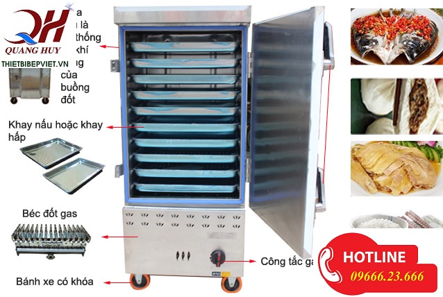 Mẫu tủ nấu cơm công nghiệp bằng Gas tại Quang Huy cung cấp