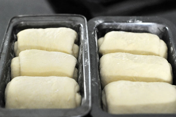 Xếp bánh vào khuôn
