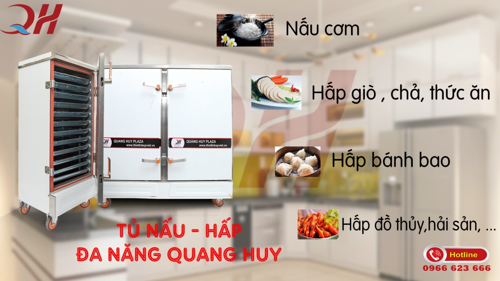 Chức năng tủ nấu cơm công nghiệp tại Quang Huy cung cấp